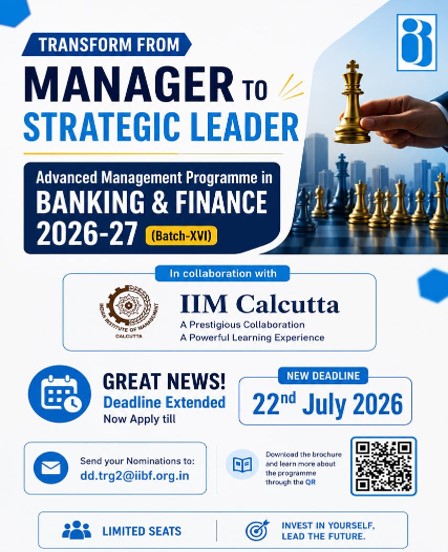 Advanced Management Programme in Banking & Finance 2026-27, Batch XVI, in collaboration with IIM Calcutta